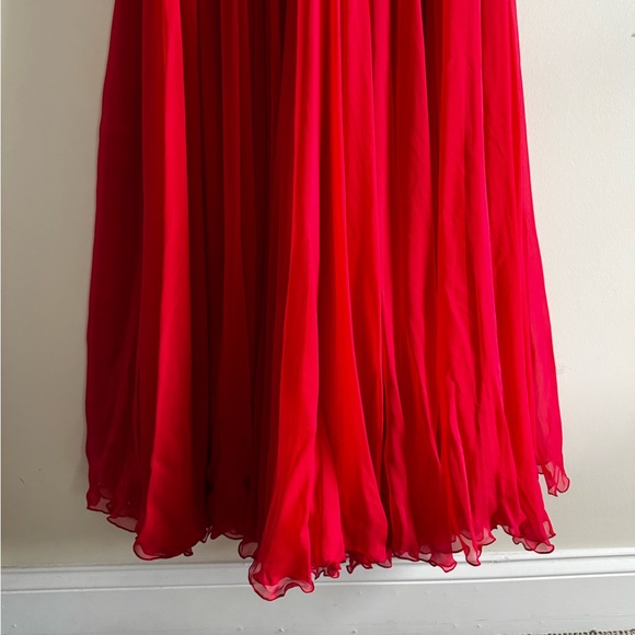 Authentic Zuhair Murad Red Silk Pleated Chiffon Gown - Picture 12 of 15